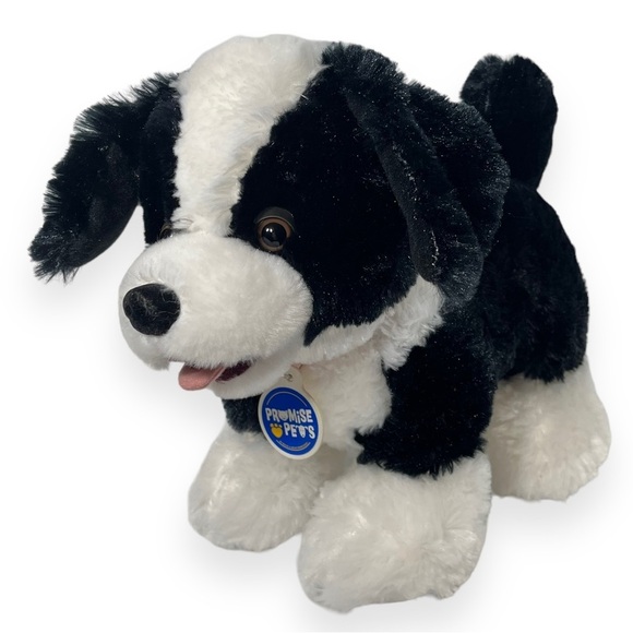 Build a Bear Border Collie Dog Stuffed Animal Plush BAB Black White Promise Pets - Picture 13 of 13